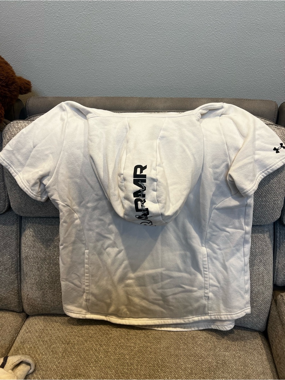 Under Armour White Short-Sleeve Hoodie with Black Logo